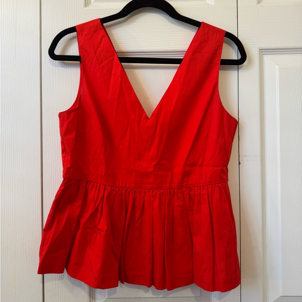 J. Crew Always Red V-Neck Peplum Top